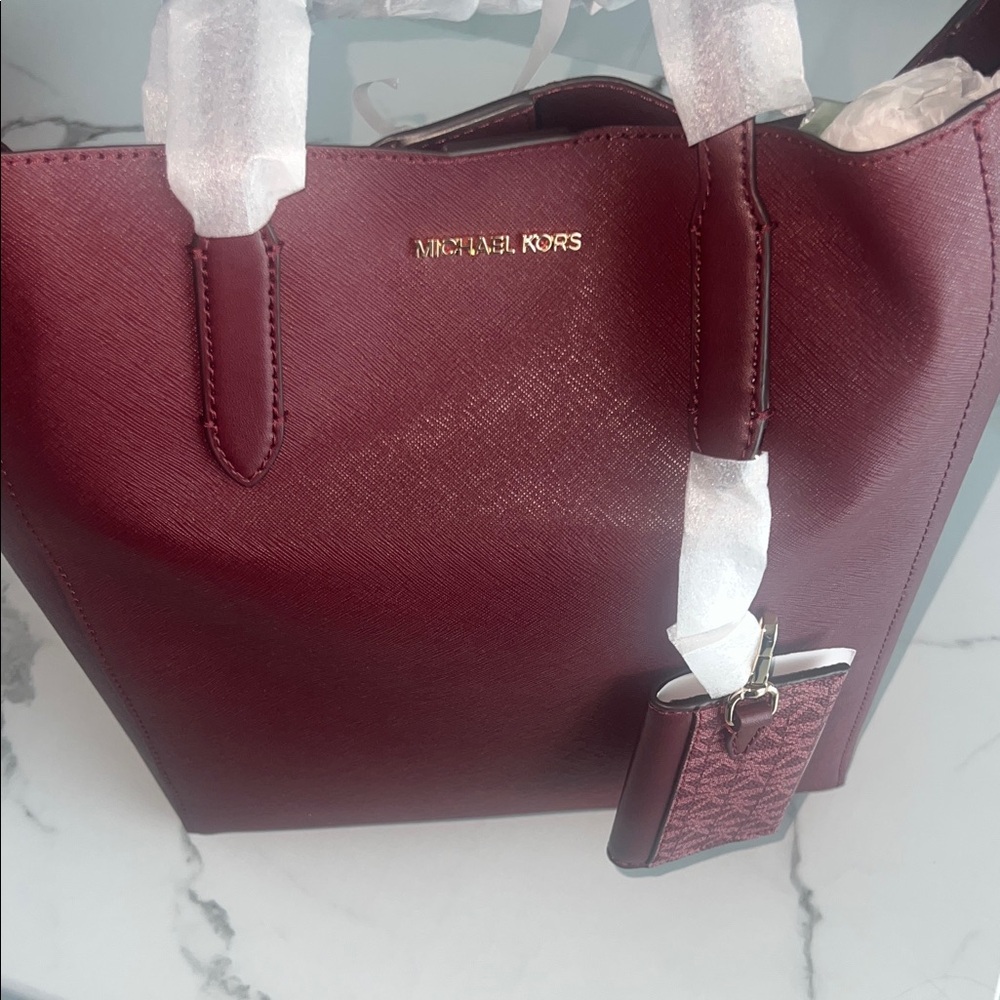 Michael Kors Burgundy Tote Bag - Picture 9 of 10